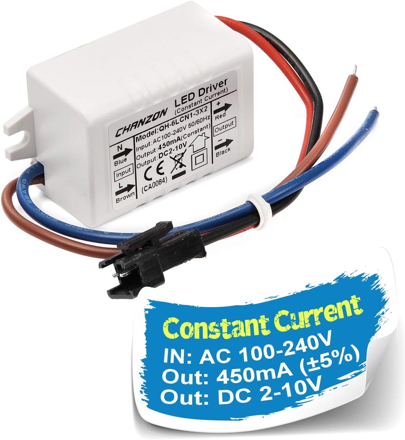Chanzon LED Driver 600mA (Constant Current Output) 3V-7V (Input 100-240V AC-DC) (1-2) x3W 3W-6W Power Supply 600 mA Lighting Transformer Drivers for High Power COB Light Lamp Bulb (Plastic Case)