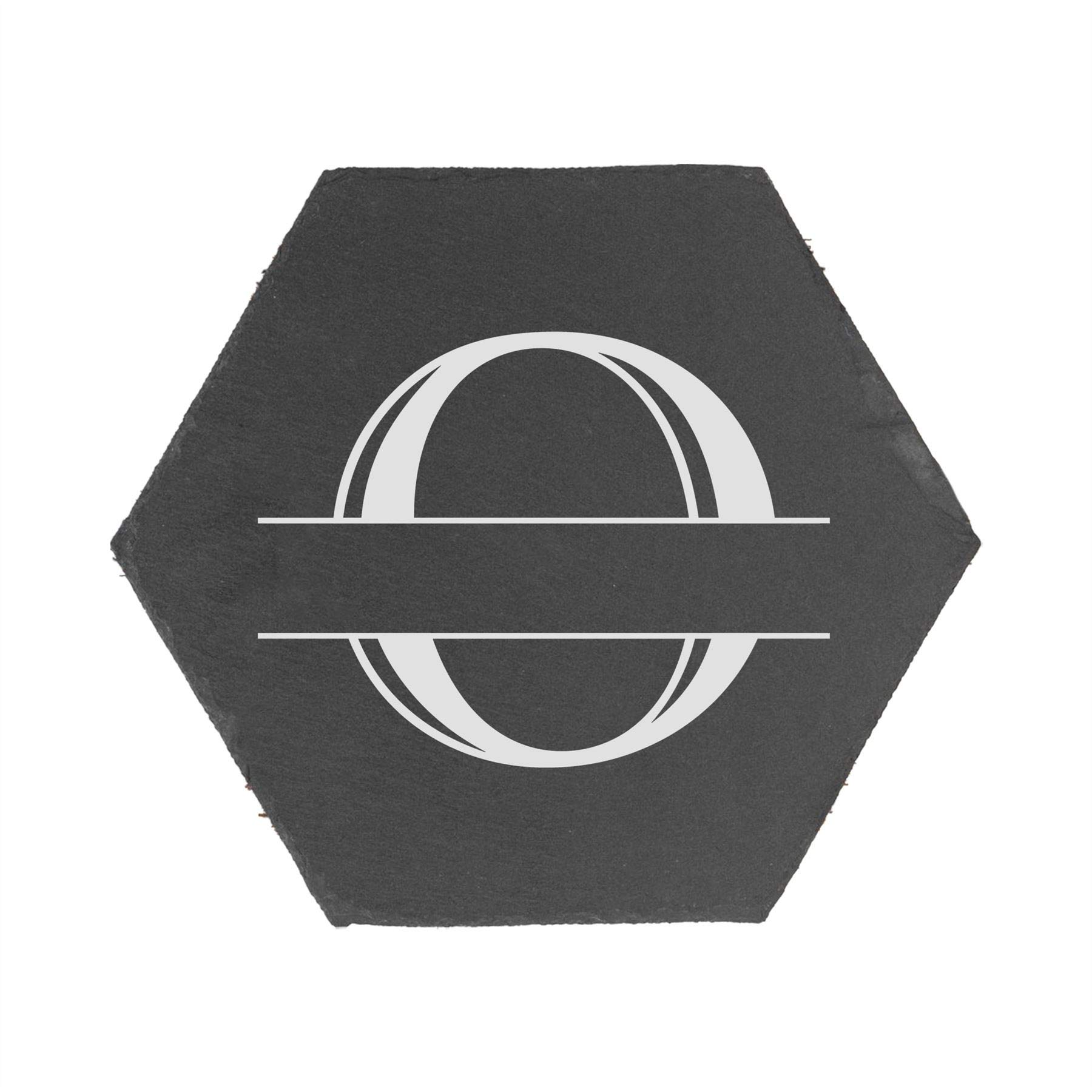 Personalised Engraved Novelty Initial and Name Hexagon Slate Coaster, Letter O, Set of 4, Personalise with Any Name, Perfect for Any Occasion