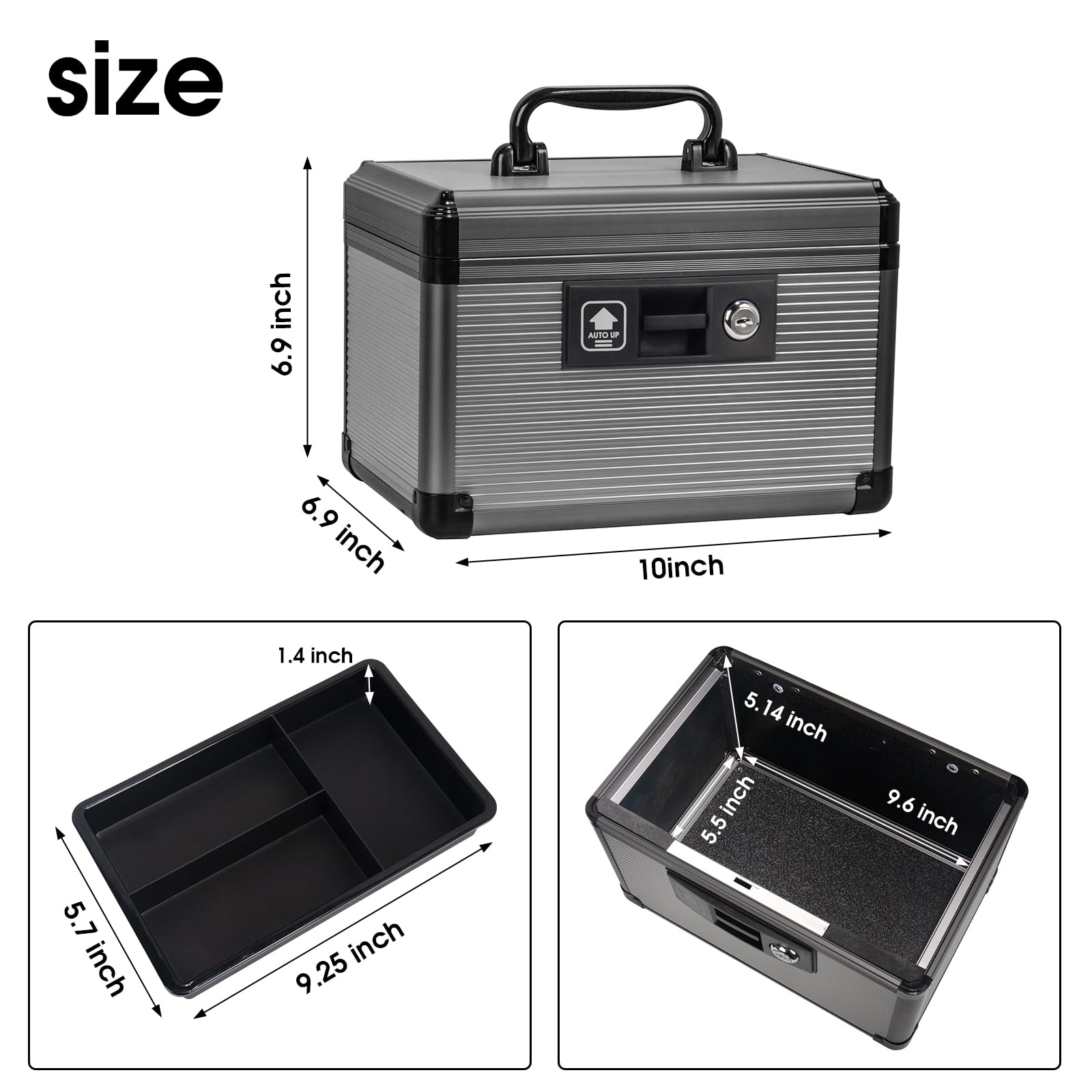ZORVIDSON Medicine Lock Box with Key,Portable Medication Lock Box with Handle - Image 2