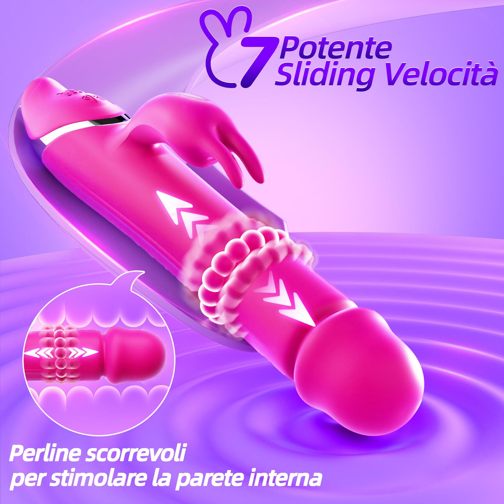 Sex Toys Dildo Vibratoreper donna, 3 In 1 Stimolatore Clitorideo Femminile Vibratori Punto G Squirting 7+7 Vibratore Rabbit Rolling Modalità, Dildo Realistico Anale Sex Toy Plug Analesex Toys Uomo