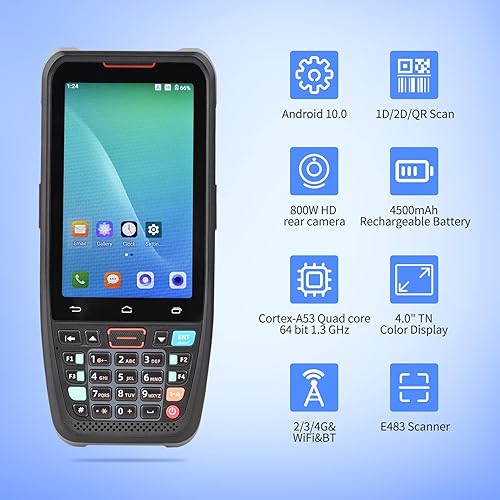 Miniatura 2 de BISOFICE Pos de mano Android 10.0 PDA Terminal 1D/2D/QR escáner de código de barras Soporte 2/3/4G WiFi BT Comunicación con pantalla táctil de 4.0