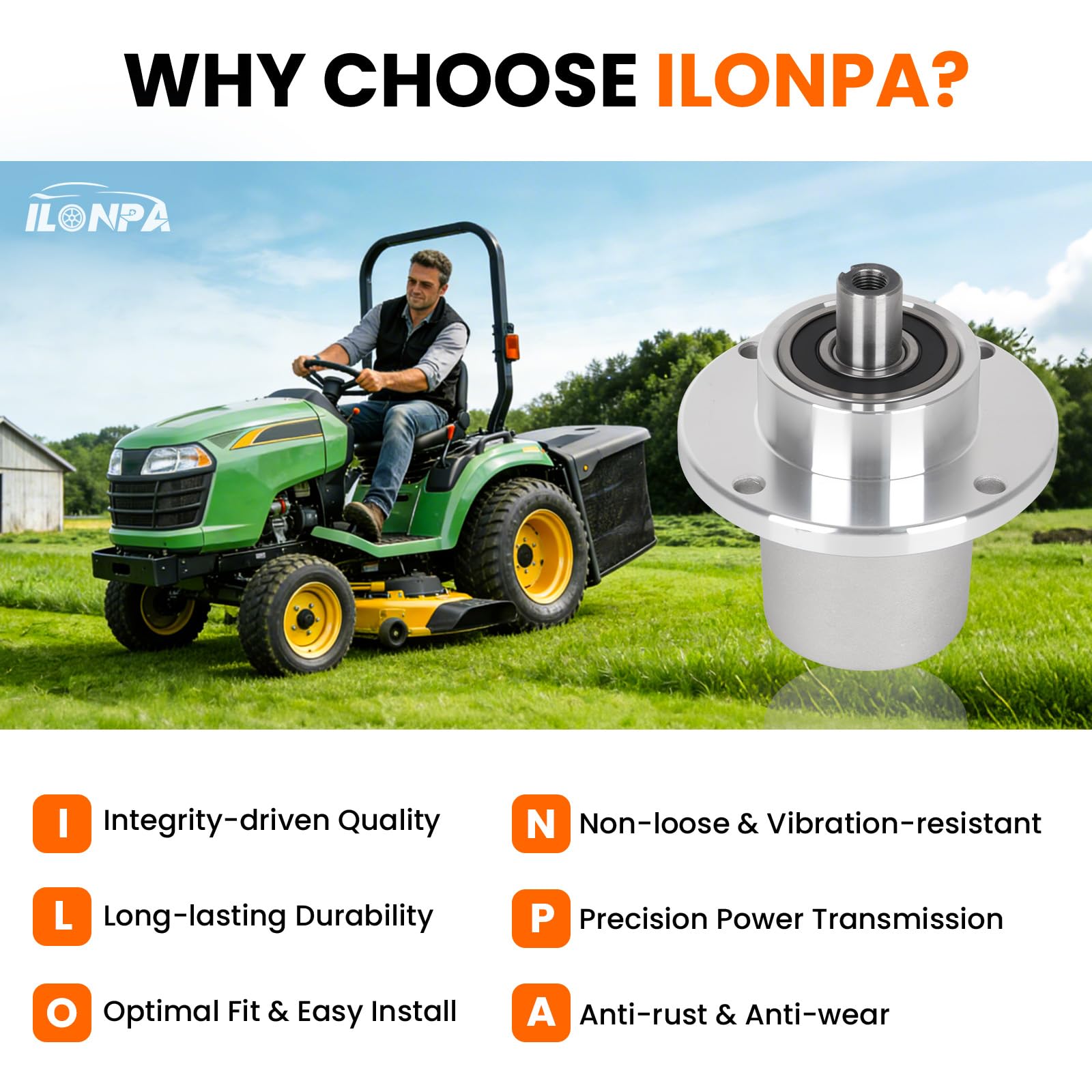 ILONPA Conjunto de husillo de cubierta reemplaza a Bad Boy 037-2000-00, 037-2050-00 MZ 42 48 54 Magnum Cortacésped de giro cero