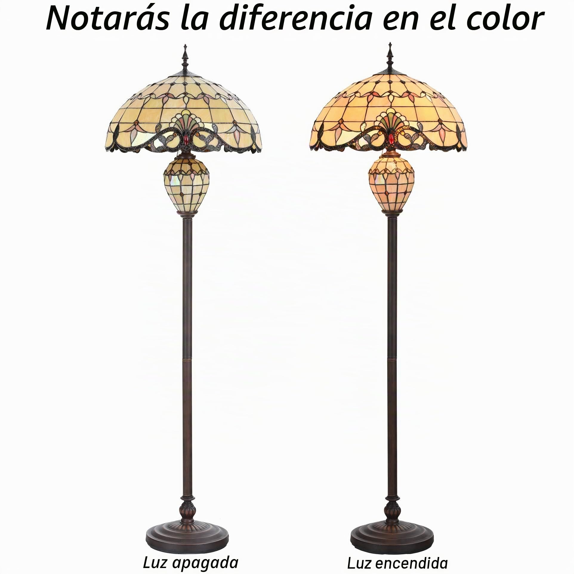 Bieye L30803 Lámpara de pie barroca estilo Tiffany con doble iluminación para decoración del hogar, 64 pulgadas de alto (20 pulgadas de ancho, crema)