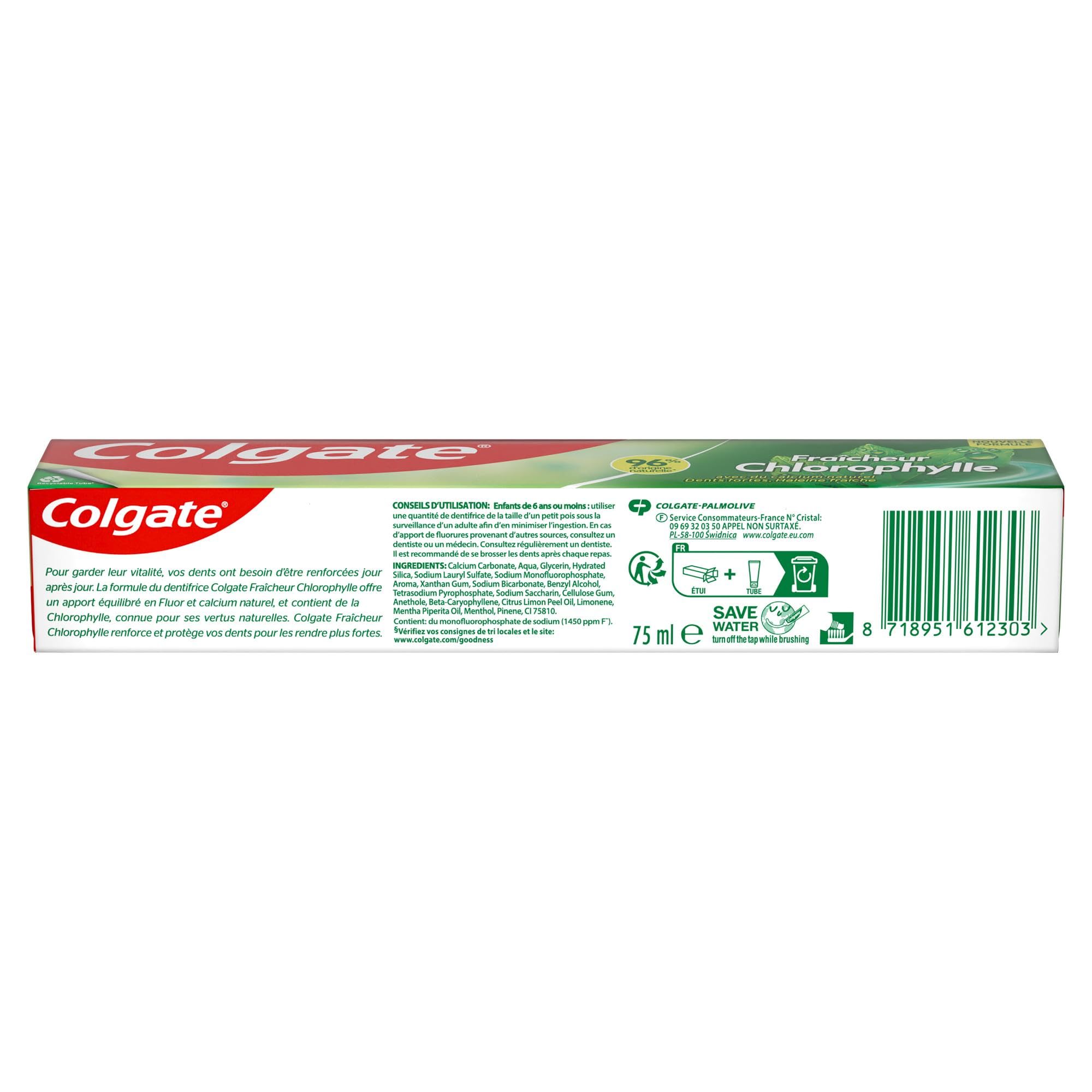 Colgate - Dentifrice Chlorophyle - 24x75ml + 8 Brosses à dents Medium