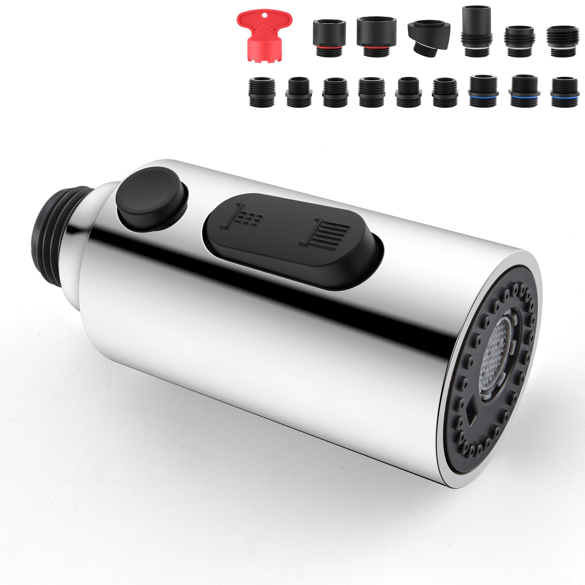 Küchenarmatur Mit Ausziehbarem Sprühkopf, 360° Drehbar, 3 Funktionen – Austauschkopf Für Spüle Aus Messing & ABS