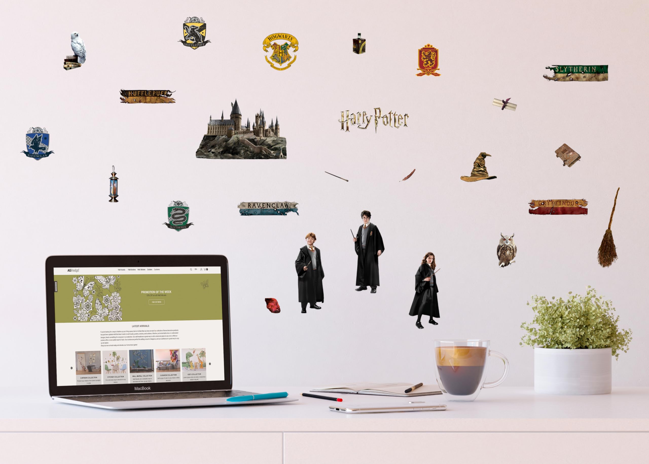 Harry Potter Hogwart naklejki ścienne do pokoju dziecięcego, tatuaż ścienny chłopiec dekoracja AG Design 30 x 30 cm | ADKS 3838