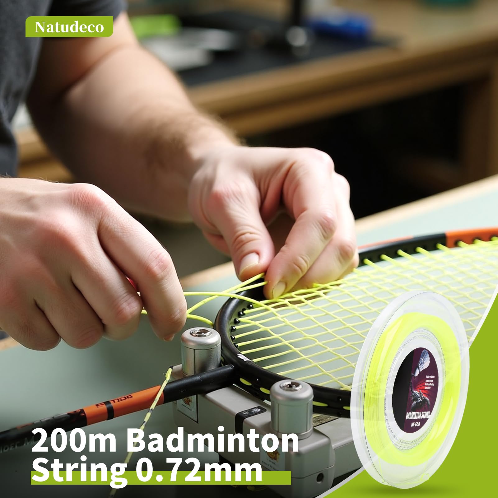 Badmintonschläger-Saite 0,72 Mm, 200 M hohe Flexibilität Badminton-Schnur-Trainingsschläger Badminton Saite, Badmintonsaite Hohe, Professionelle Tennisschlägerschnur