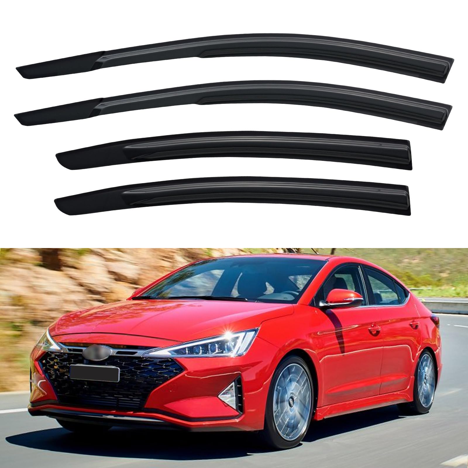 Window Visors Rain Guards for 2017 2018 2019 2020 Hyundai Elantra | Out-Channel Window Vent Wind Deflectors Visors Shades Protectors for 17-20 Hyundai Elantra SE SEL Value ECO Limited Sport