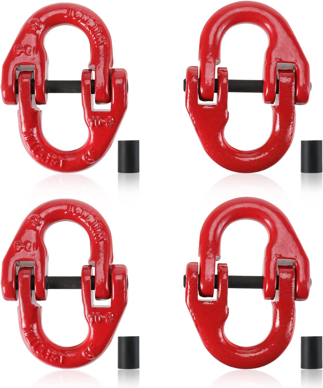 NORJIN 4 Pack 3/8” G80 Alloy Steel Hammerlock Coupling Link Connecting Link, Painted Finish Hammerlock Coupler 7100 lbs Working Load Limit