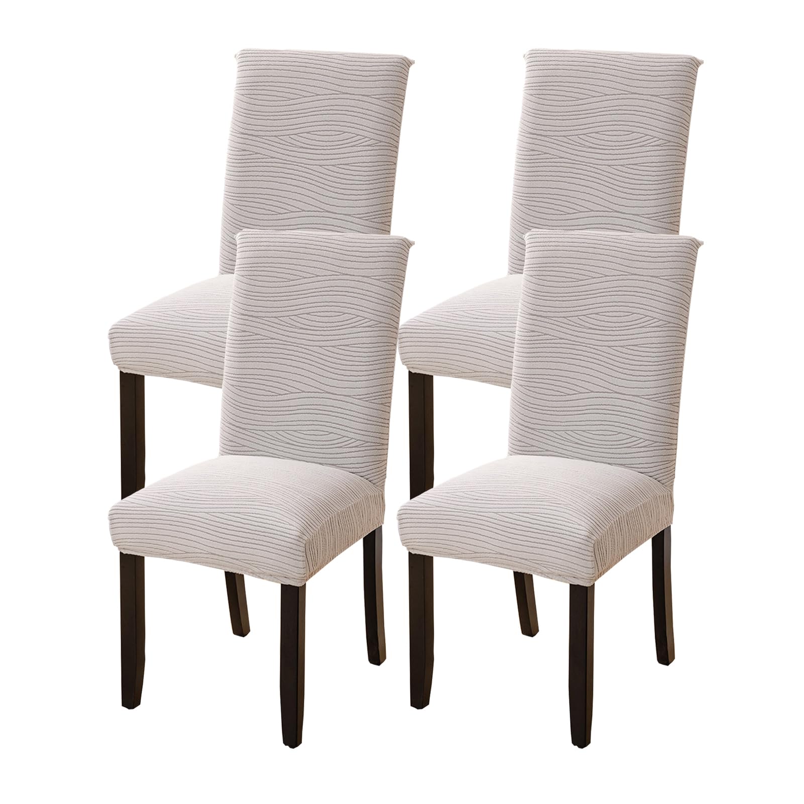 YCDZSW Stretch Dining Chair Slipcover, Jacquard Dining Chairs Protector Slipcovers, Removable Washable, for Hotel, Restaurant, Wedding, Banquet, Ceremony (Light Grey,Pack of 4)