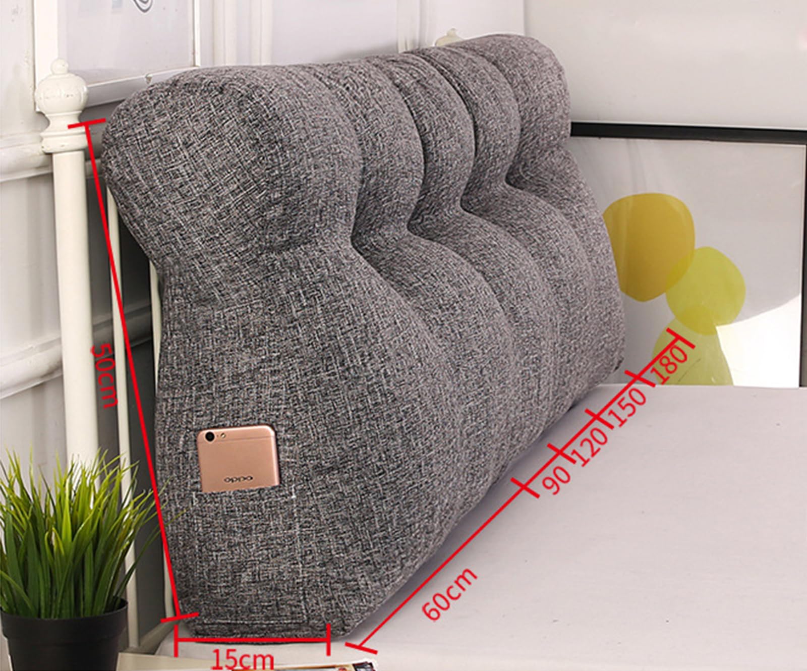 Cojín De Respaldo para Sofá Cama Cabecero Acolchado Respaldo Suave Cojín De Lectura Rectángulo Cojín Lumbar con Funda Rimovibile Adecuado para Cama Y Sofá F 150x50x15cm