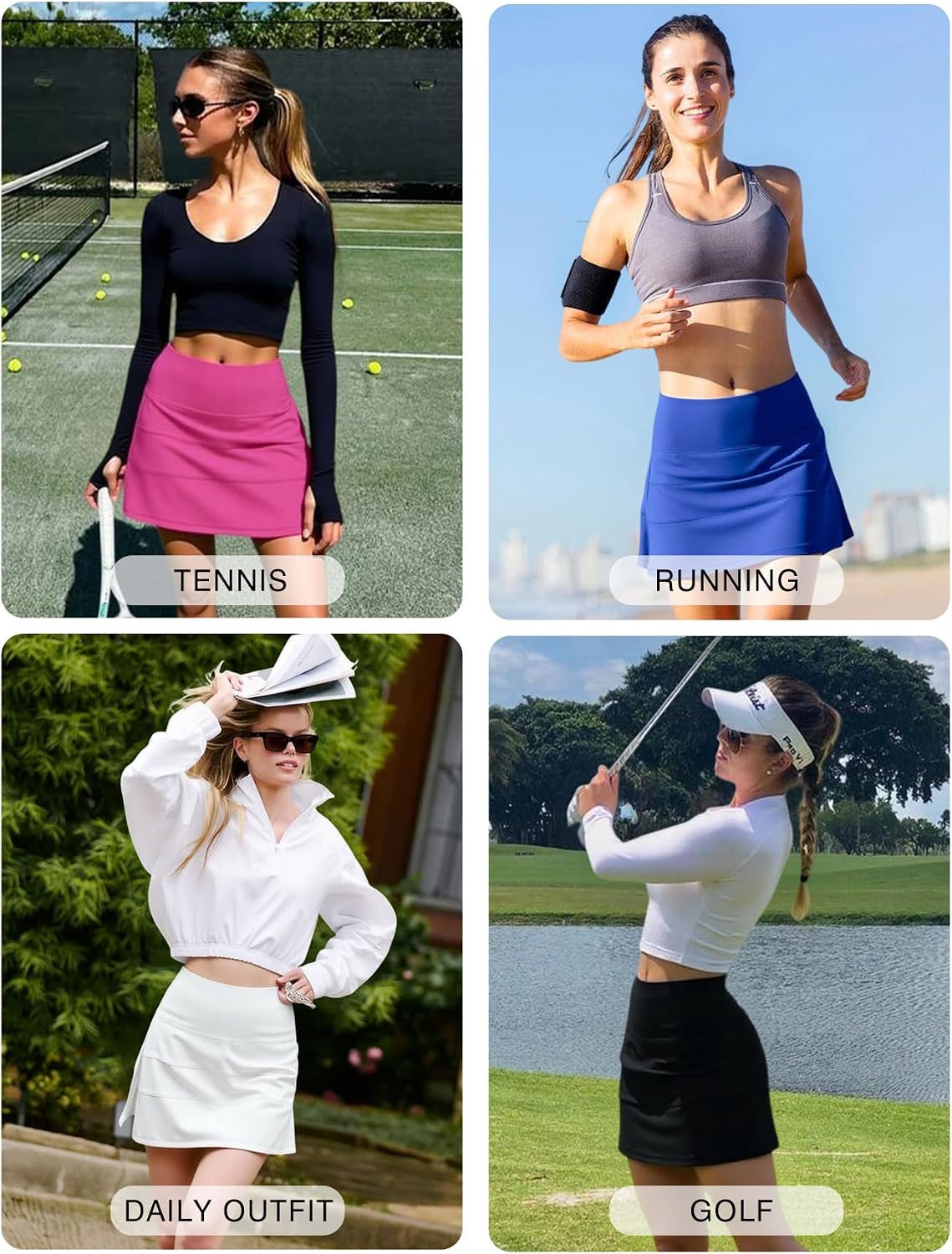 Pleated Tennis Skirt for Women with Pockets, High Waisted Golf Athletic Skort for Workout Running Pickleball