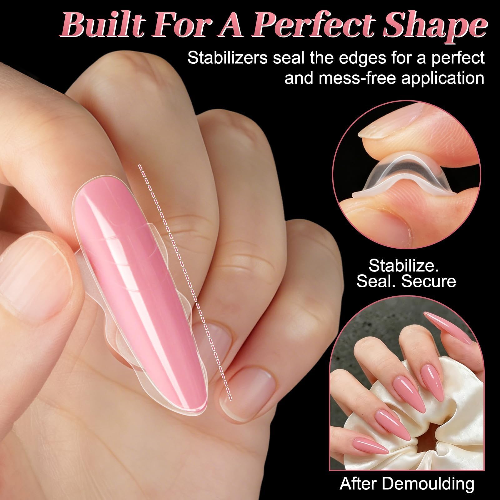 Becellen 180 sztuk Zestaw foremek do paznokci Sandwich Dual Nail Forms, Przezroczyste Dual Tips do przedłużania paznokci z żelem do paznokci, zestaw foremek do poligelu (okrągły kształt konia)