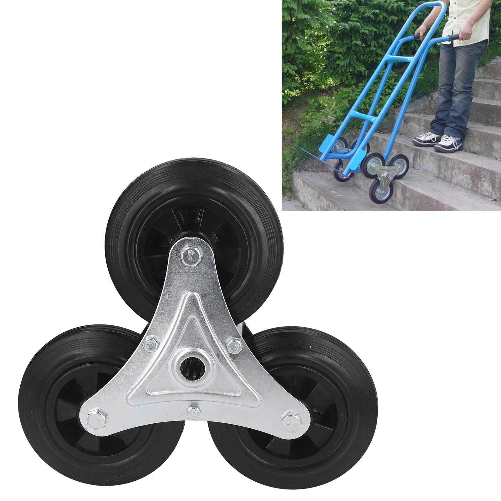 Haofy Escalador de Escaleras de Carro, Rueda Tris de Goma con Capacidad de Carga de 300 LB para Moverse sobre Escaleras y Terrenos Irregulares para Facilitar el Transporte de Mercancías