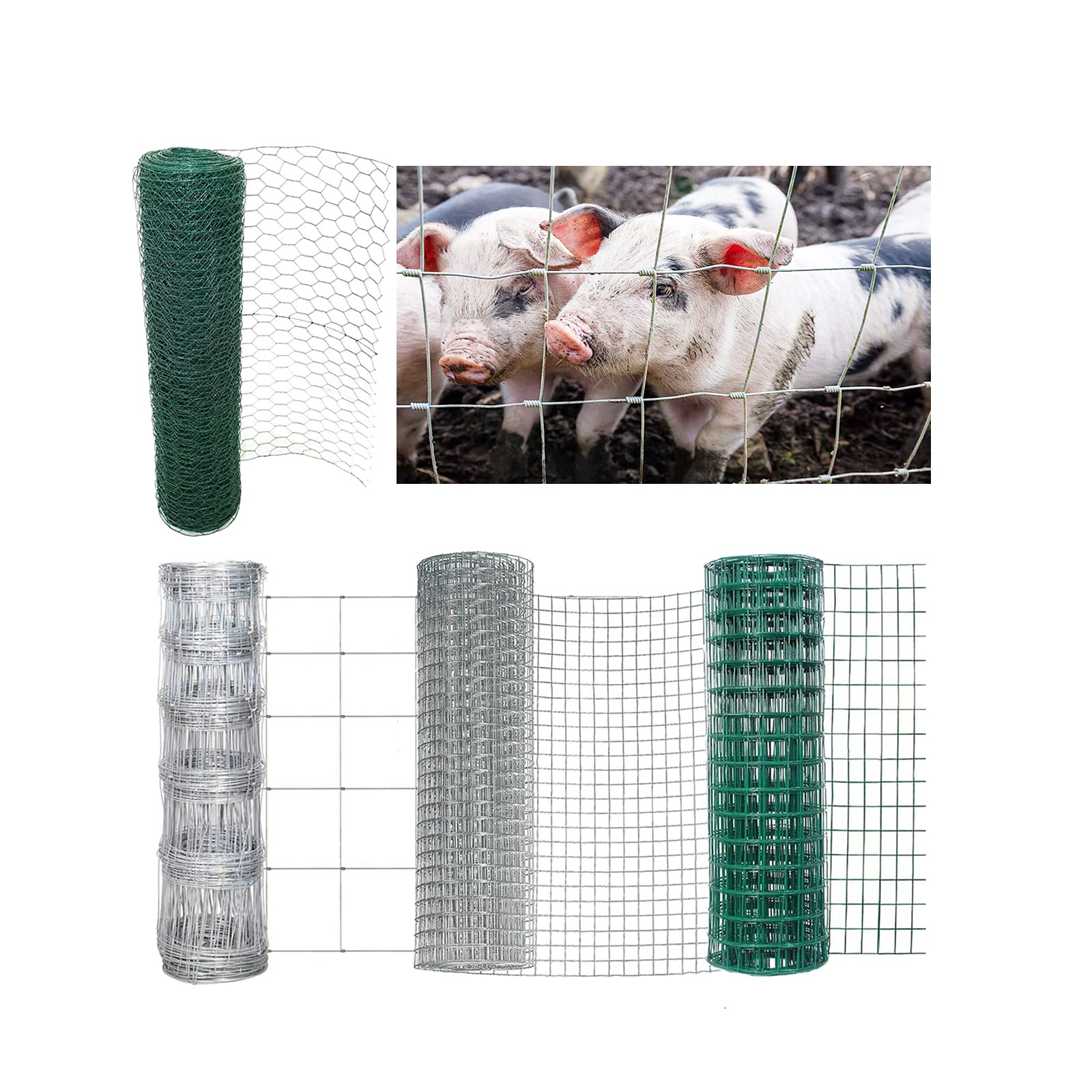Hexagonal Wire Mesh 0.6m x 25m Electro Plated Wire Chicken Wire Mesh Netting, Garden Rabbit Fencing, Climbing Plants Vegetables Fruits Protection Animal Enclosure, 50mm Square Holes