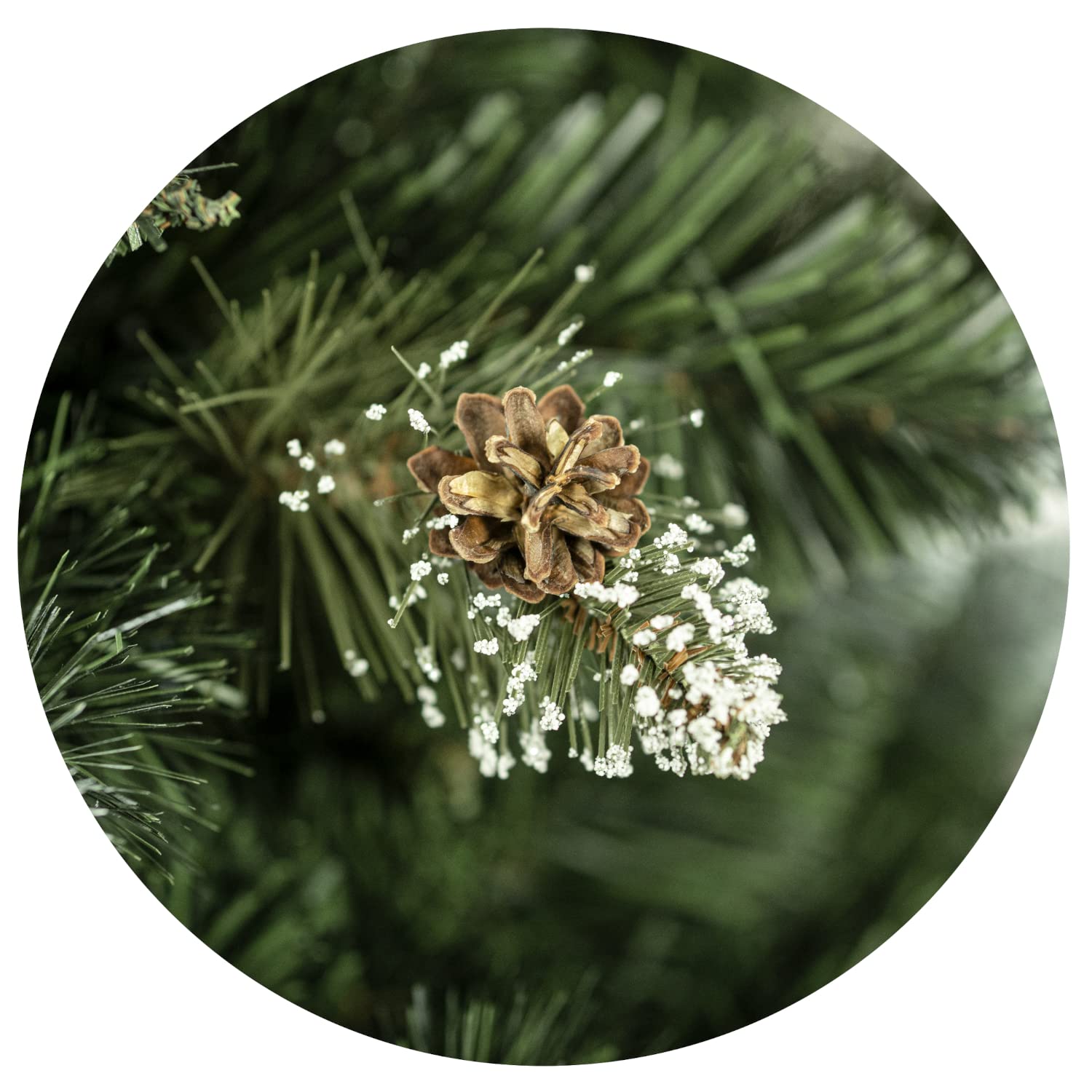 Novatom Albero di Natale Artificiale con Supporto in Metallo Coni Naturali Effetto Neve Innevato Realistico 220cm