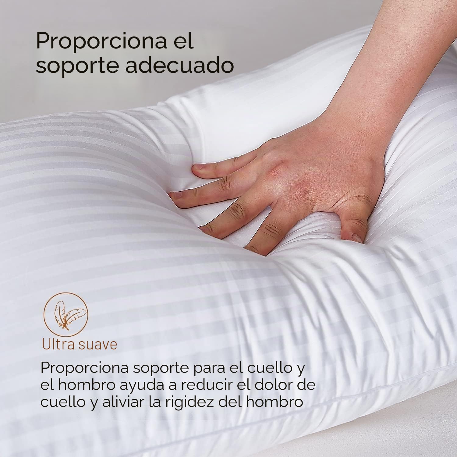 Adam Home Almohada a Rayas 8 Paquetes (50x75 cm), Almohada de Calidad Hotelera, Almohadas para Dormir de Lado, Almohada Rellena, Rebote rápido, a Prueba de Polvo