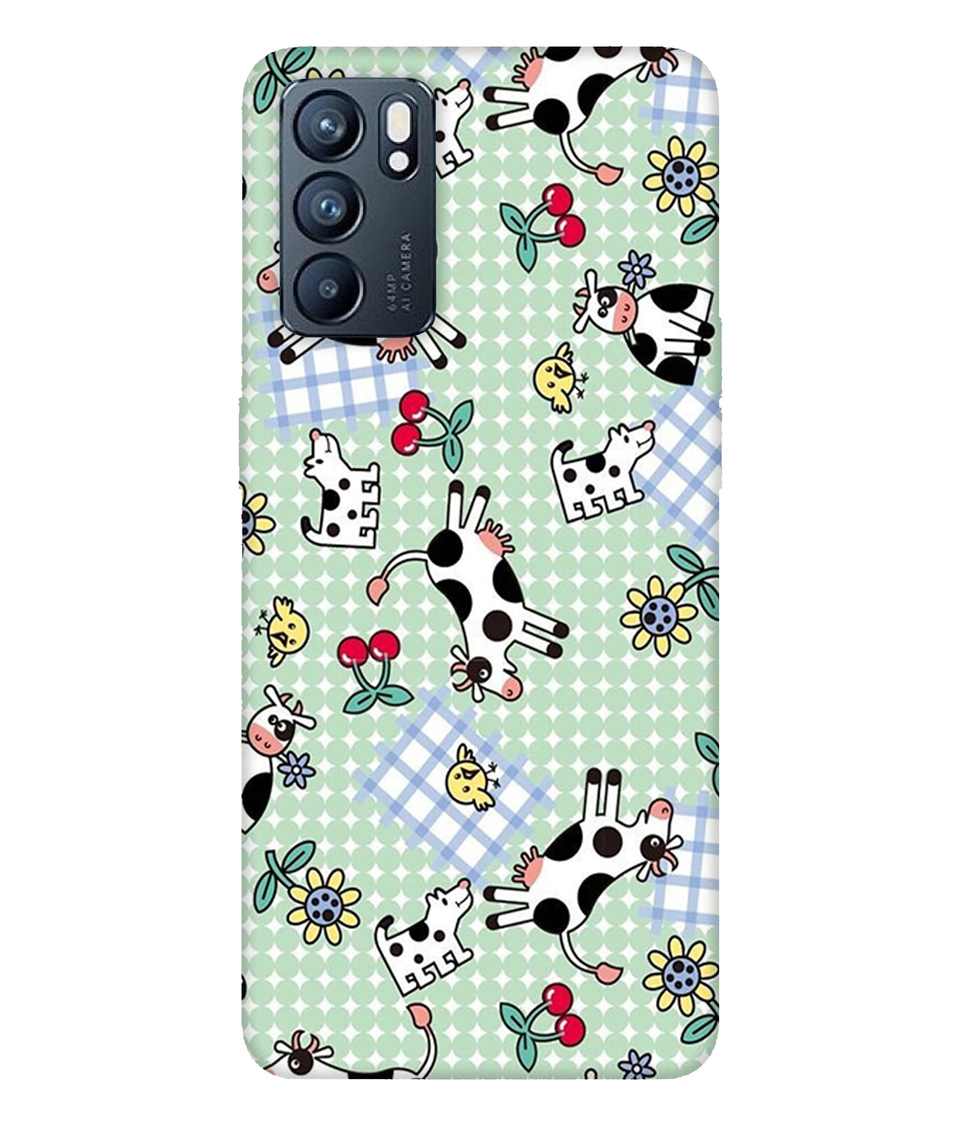 LETAPS® Designer Printed Hard Plastic Matt Finish Mobile Case Back Cover for Oppo Reno6 5G (Cute Cows, Printed Cows, Cartoon Print Cow)