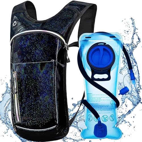 Miniatura 1 de Mochila de hidratación, mochila de agua con vejiga de hidratación de 2 litros, mochila de hidratación para rave, esencial para festivales,