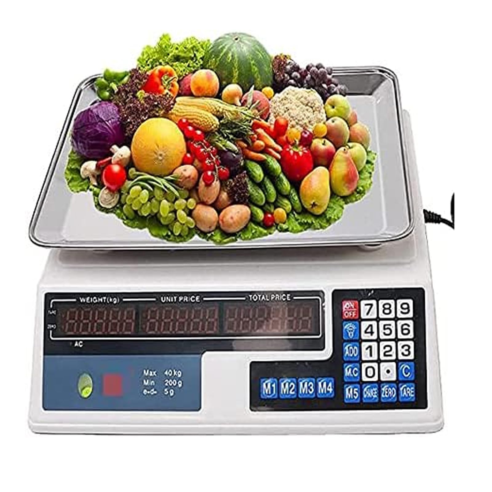 HPTHLY Digital Scales Food,Kitchen Food Scales Electronic Scales Digital Price Computing Scale,Electronic Digital Scales for Food Meat Fruit Produce,with LED Tare Zero (White)
