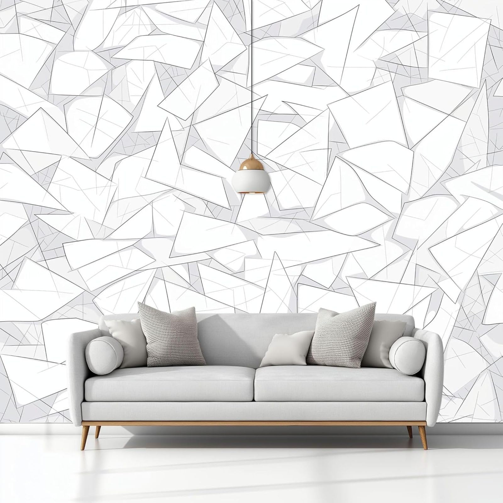 hgjdjhnf Photo Wallpaper Abstract Line Pattern Non-Woven Wallpaper Modern Wall Decoration Design Wall Decoration Living Room Bedroom White,400cmx280cm Stickers - Frameless Painting - Poster