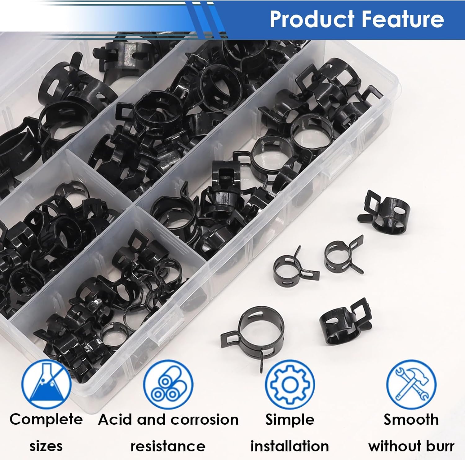 Sept 132Pcs 6-25mm Spring Hose Clamps With Hose Clamp Plier 16-Sizes Constant Tension Hose Clamp Kit