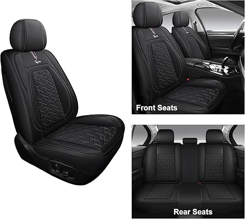 Miniatura 2 de Tapha Funda de asiento de coche de cuero sintético y juego de cojines Executive, transpirable y resistente al agua, ajuste universal para coche, SUV