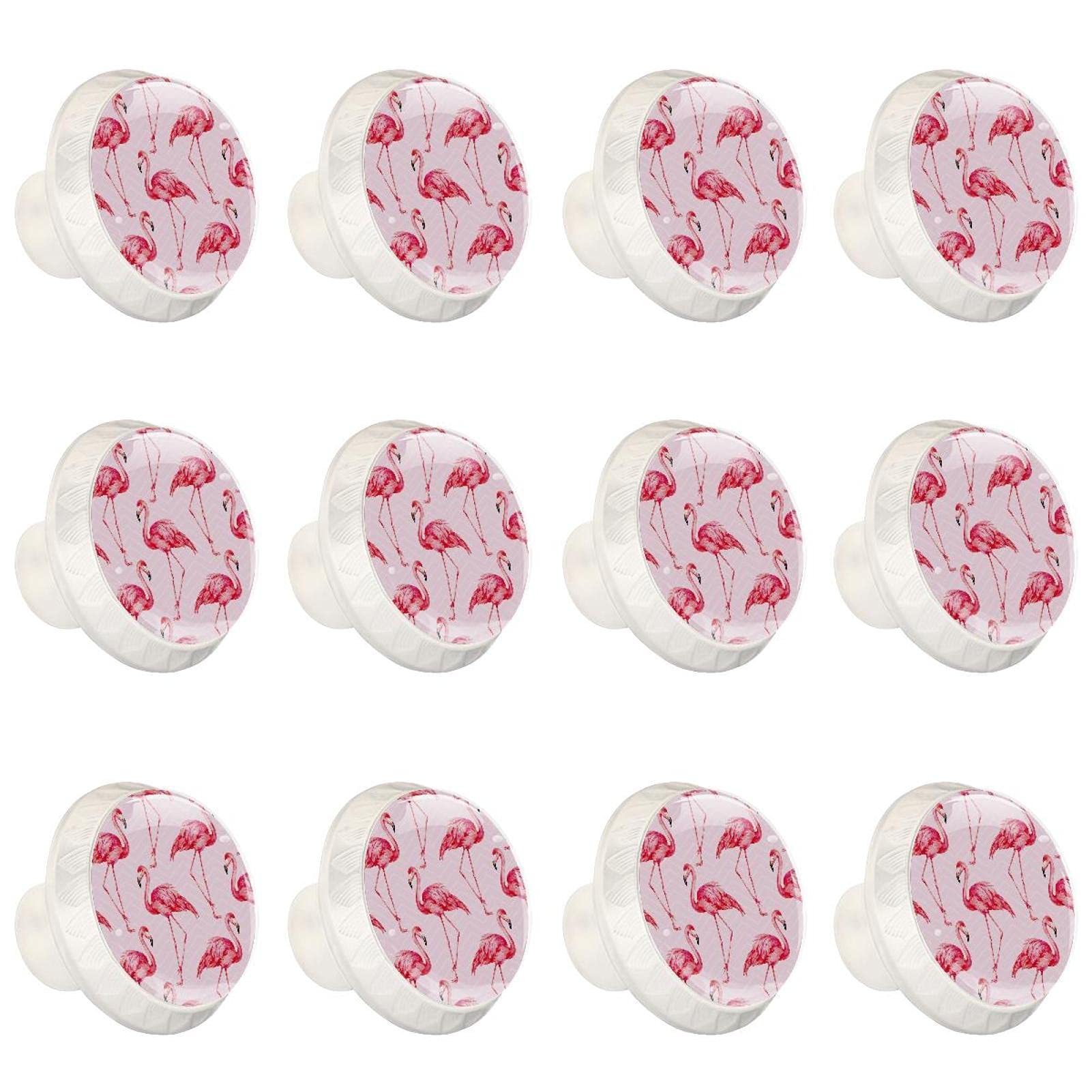 Boutons de meuble flamant rose lot de 12 poignées rondes roses pour commode chic