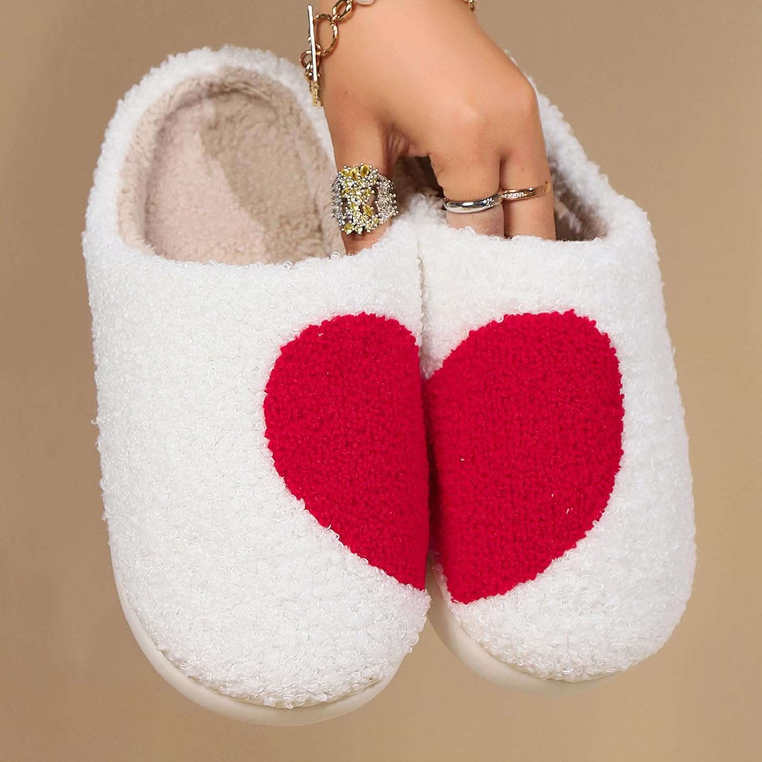 Cartoon Slippers for Womens Mens Cute Cozy Plush Warm Slip-on House Shoes for Indoor and Outdoor Meet Me at Midnight Strawberry Mushroom Evil Eyes Love Heart Slippers - Image 3