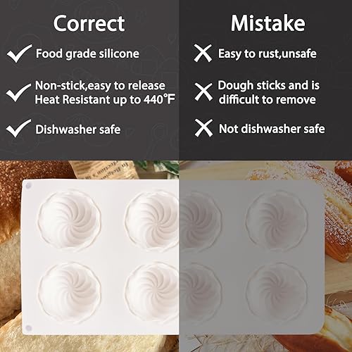 Miniatura 4 de Moldes de silicona para pasteles de postre de flores, para tartas de queso, trufas, brownie, pops, moldes de silicona para postres de 6 cavidades,