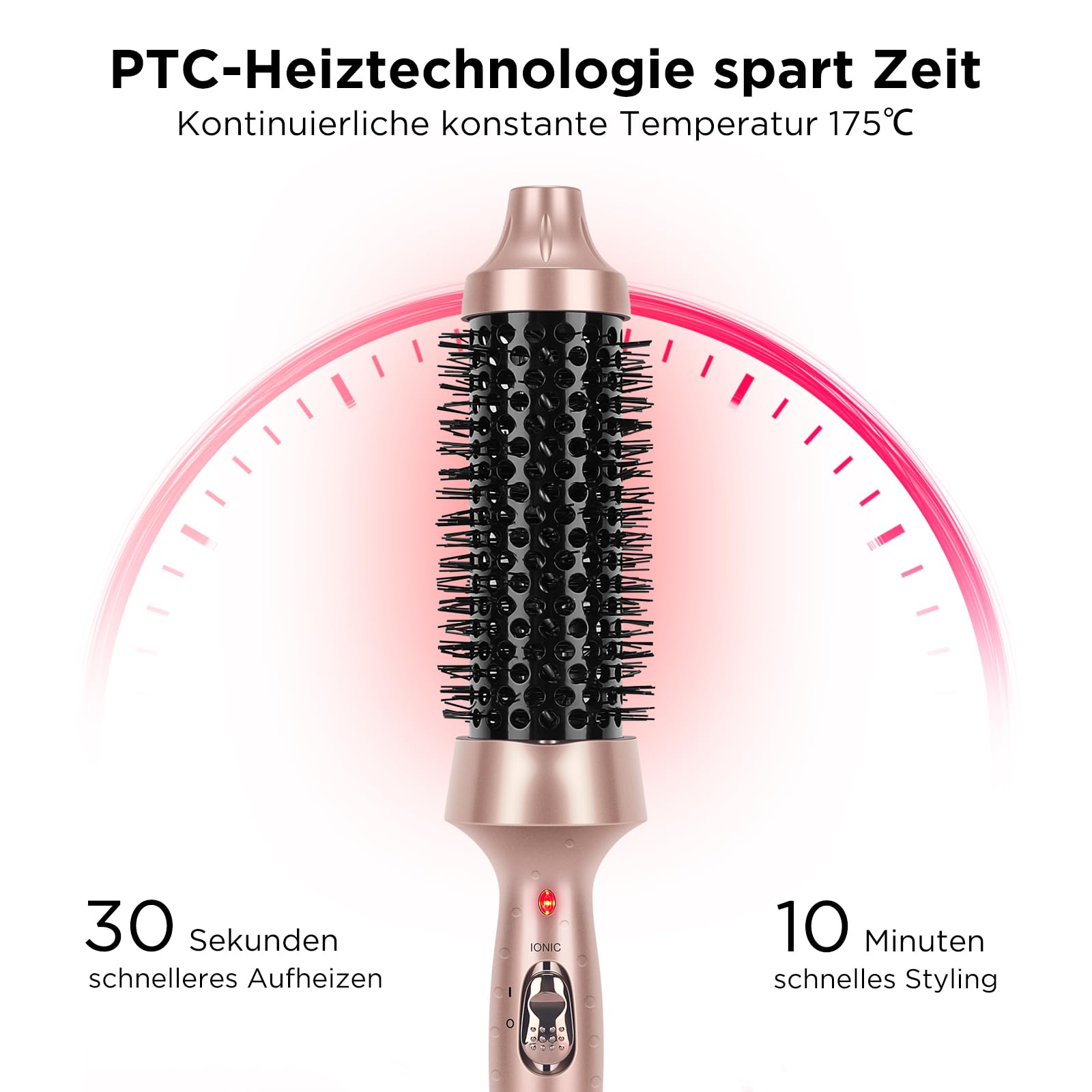 PARWIN PRO BEAUTY Thermal Brush Lockenbürste 35mm mit Heizung Keramik Turmalin Glätteisen Lockenstab wärmebürste Double Spannung Stylingbürsten für Reise Geschenke für Frauen
