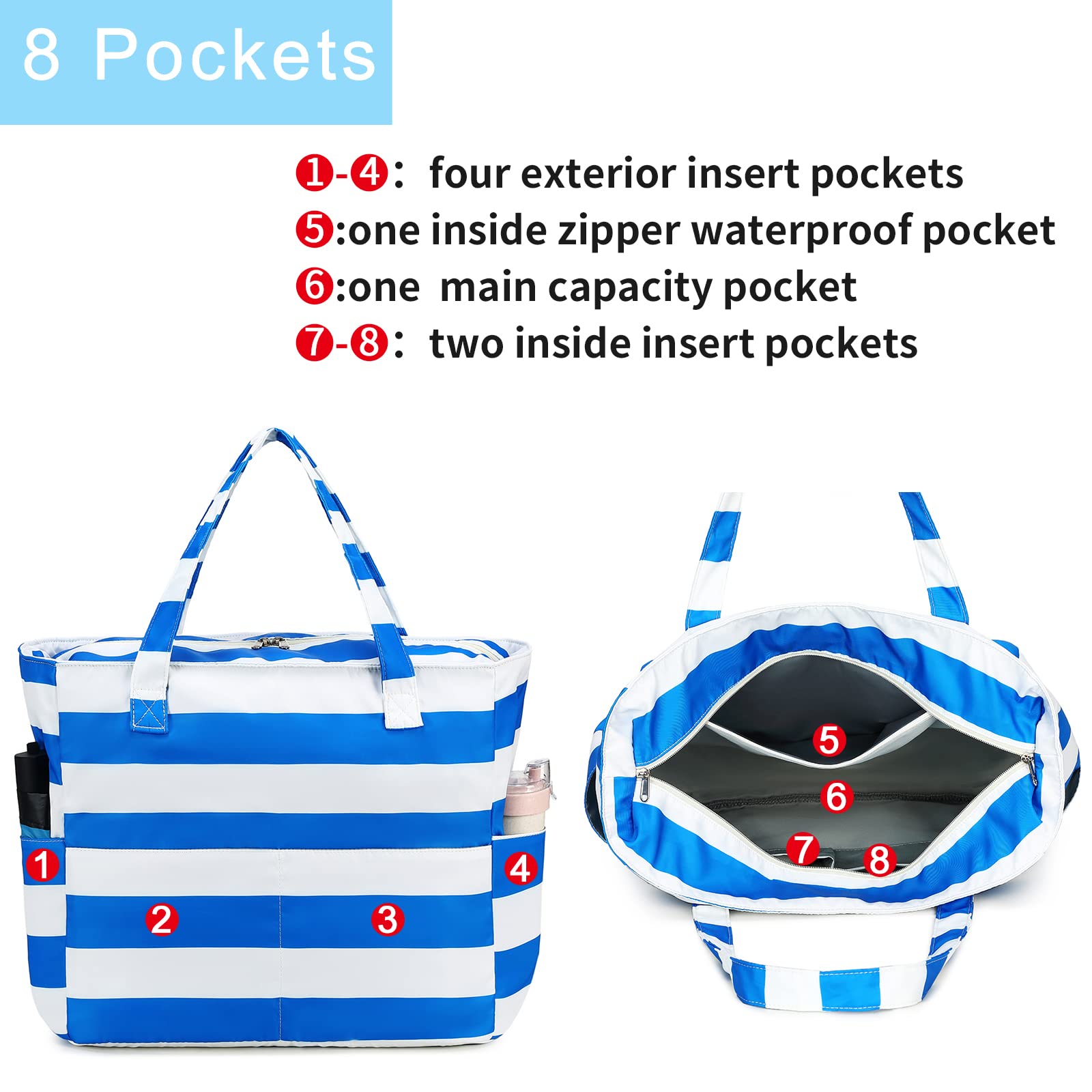 Borsa impermeabile da spiaggia, piscina, da donna, extra large, borsa da palestra con scomparto bagnato, per viaggi e weekend