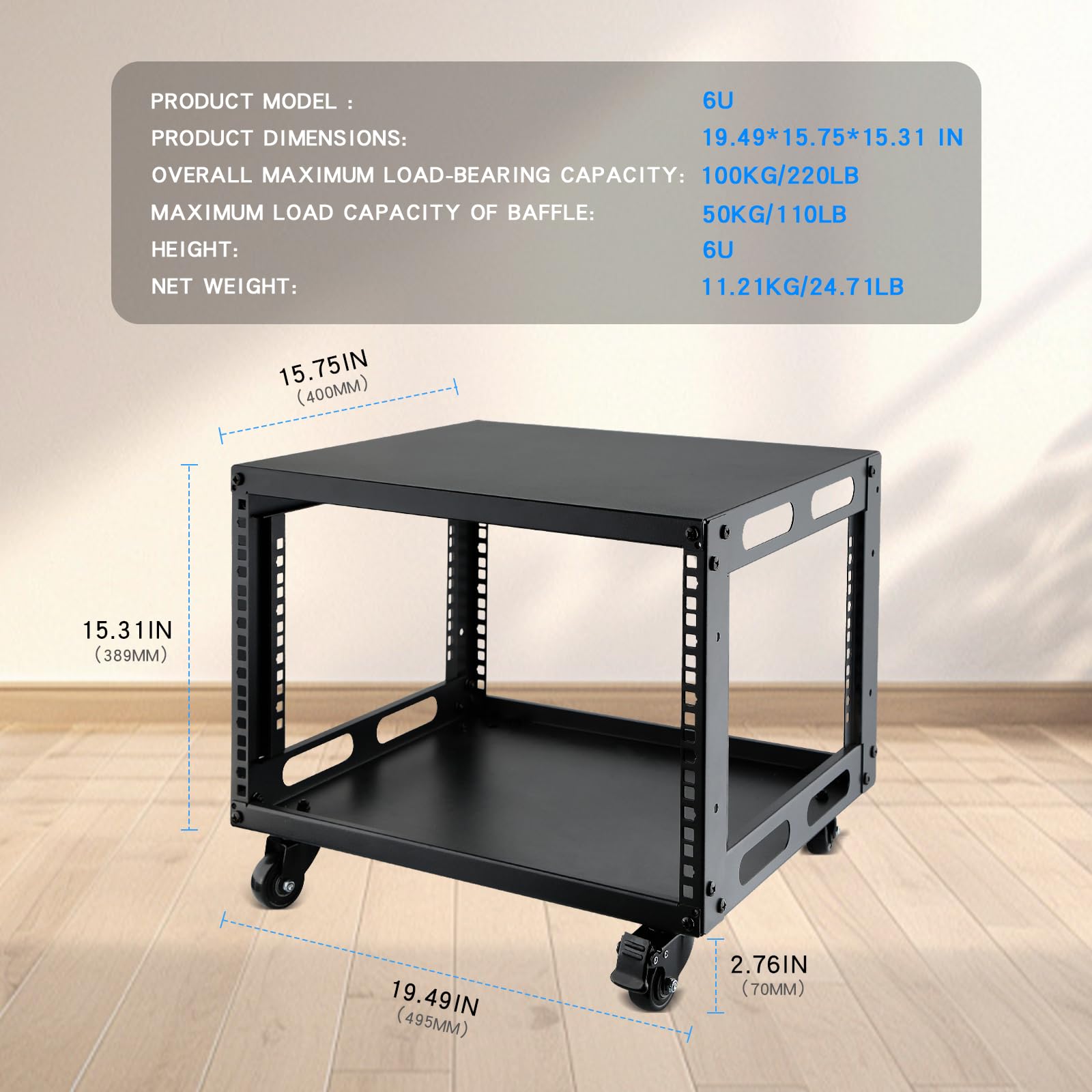 Amazon.com: 6U Open Frame Server Rack with Wheels Free Standing