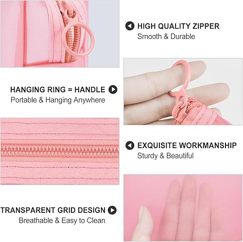 Miniatura 3 de Aosbos Juego de 3 bolsas de malla para cosméticos  Almacenamiento de maquillaje de viajesobre la marcha, bolsa pequeña con cierre de cremallera