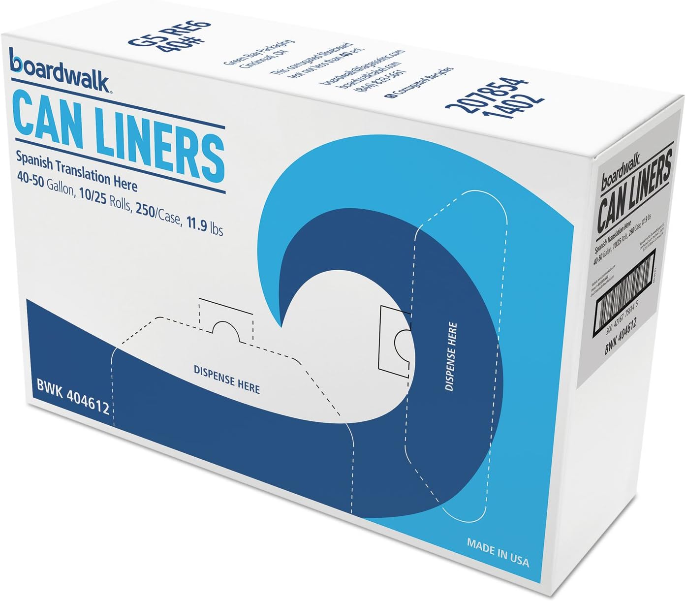 Boardwalk 404612 High-Density Can Liner, 40×46, 40-45gal, 10mic, Natural, 25 Bags/RL, 10 RL/CT