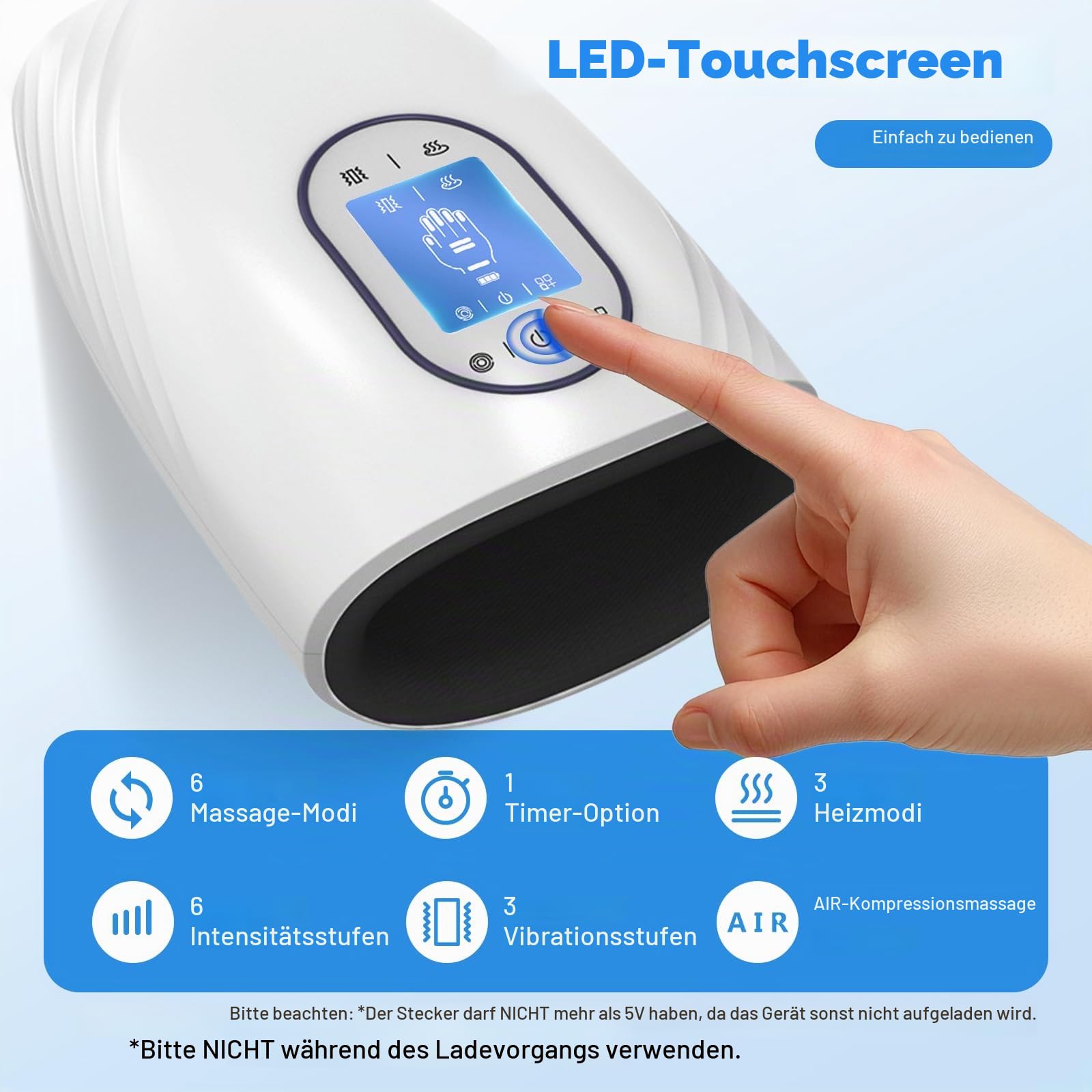 Cordless Handmassagegerät,Elektrisches Handmassagegerät, wiederaufladbares hand massagegerät mit Heizung Kompression, Ideal zur Linderung von Handermüdung,geeignet als Geschenk für Männer und Frauen