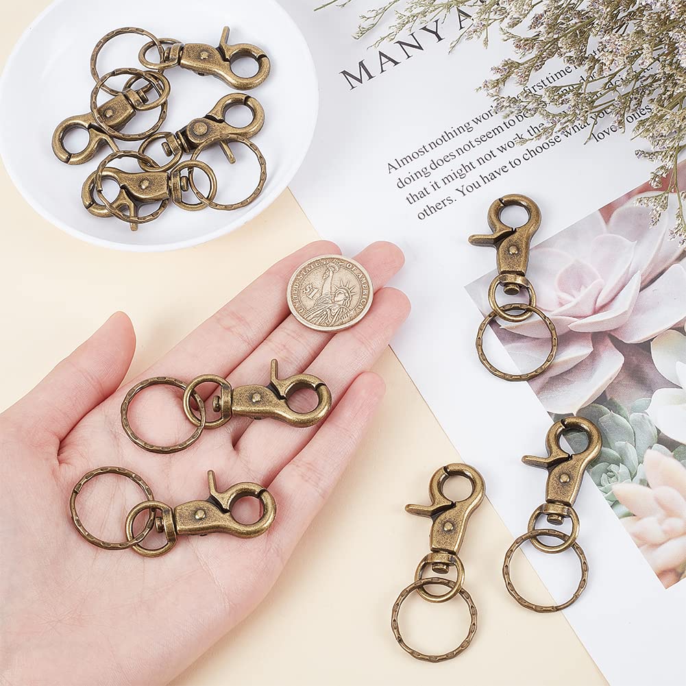 10 Ganci Girevoli Portachiavi A Scatto In Metallo – Colore Bronzo Per Gioielli E Craft