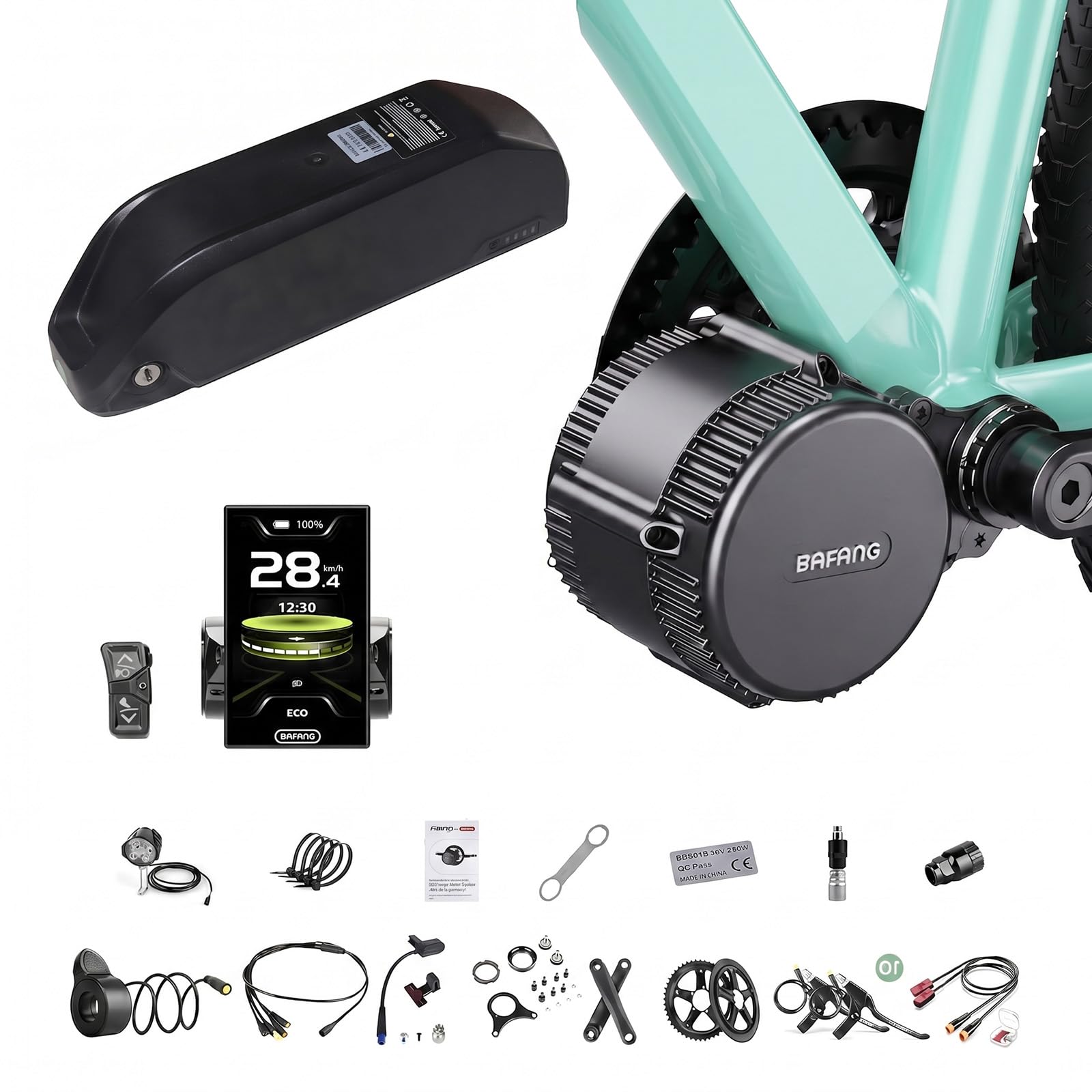 BAFANG BBS01B BBS02B 36V 48V 250WUART/CAN Motore Centrale per MTB Road Bike City Bike Kit Bici elettrica Kit di conversione con Batteria agli ioni di Litio da 36V 48V 52V Opzionale