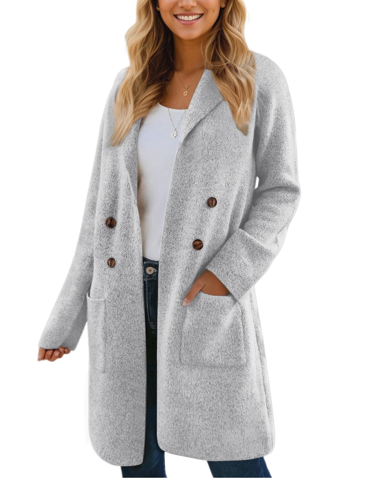 CiCiBirdWomen Fall Long Cardigan Sweater Trendy Knit Jacket Coat Dressy Blazer Coatigan