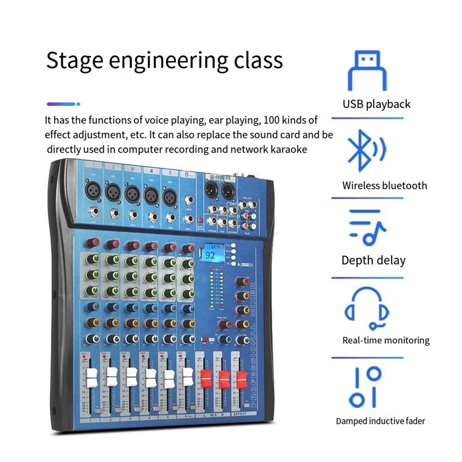 DJ-Audiomixer Dj Controller Mixer Mixing Meter Card Professioneller PC Digital Console Interface Console Professionelle Ausrüstung 6 Kanäle