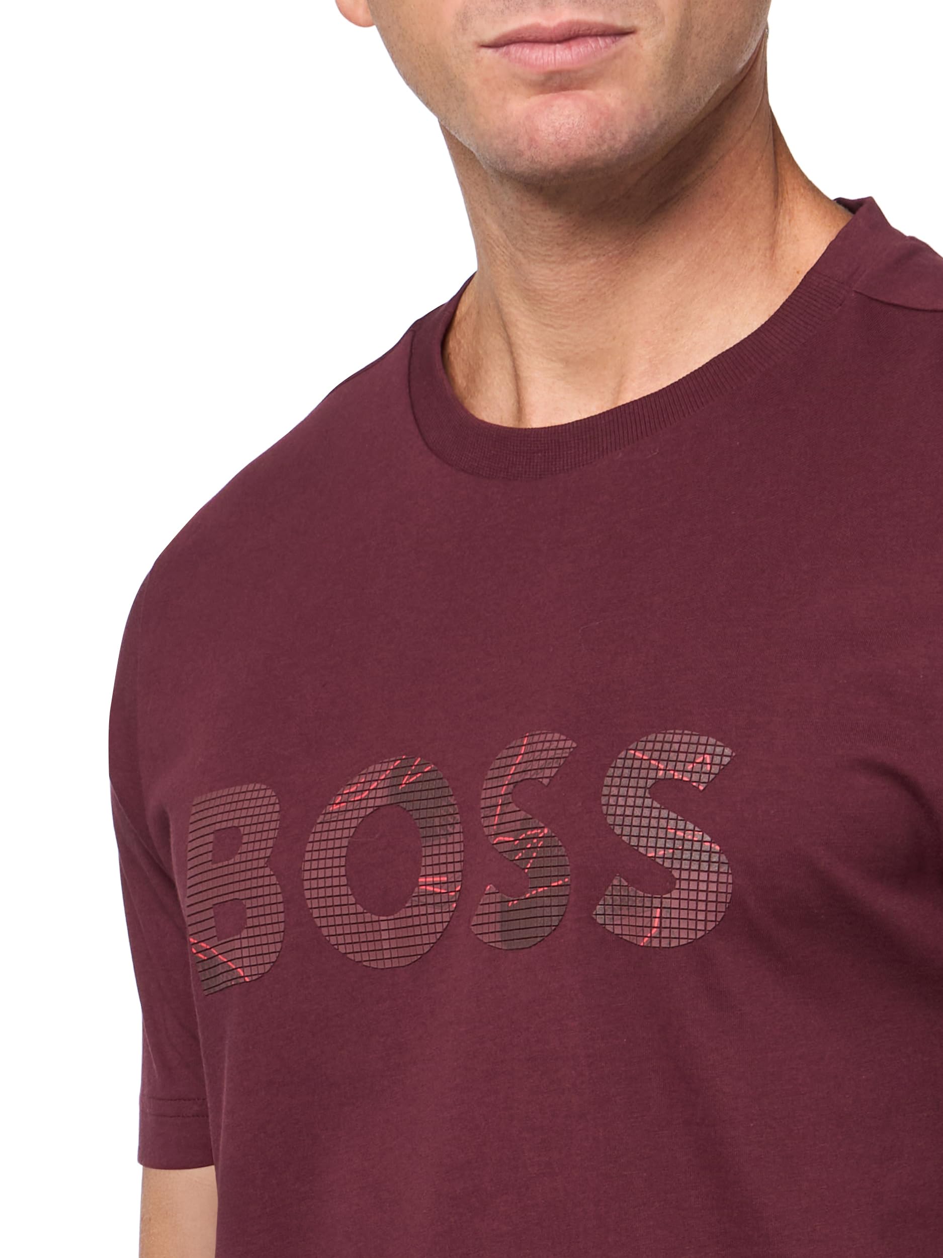 BOSS Bawełniana koszulka z dużym teksturowanym logo Mężczyźni Big Textured Logo Cotton T-shirt (1 w zestawie)