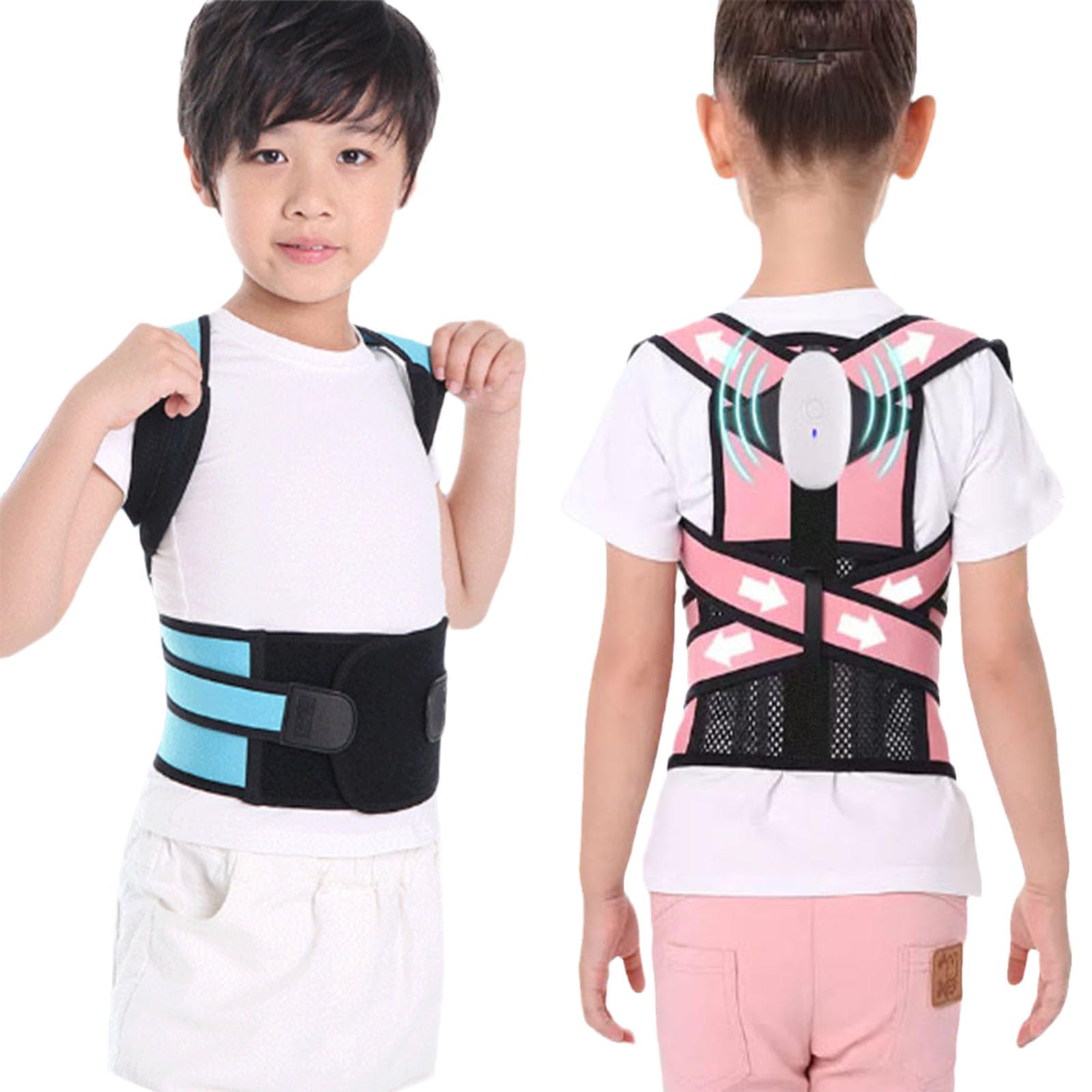 Vanenferse Boys Pink Posture Corrector For Kids, Updated Upper Back Posture Brace For Teenagers Girls Spinal Support To Improve Slouch, Prevent Children Humpback