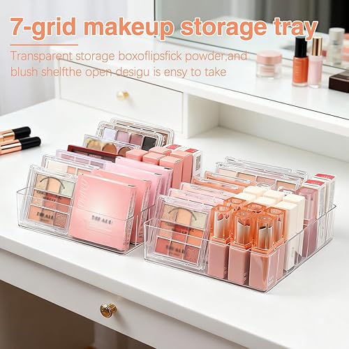Miniatura 3 de Paquete de 2 organizadores de maquillaje para paleta de sombras de ojos y organizador de lápiz labial, organizador de paleta de maquillaje dividida