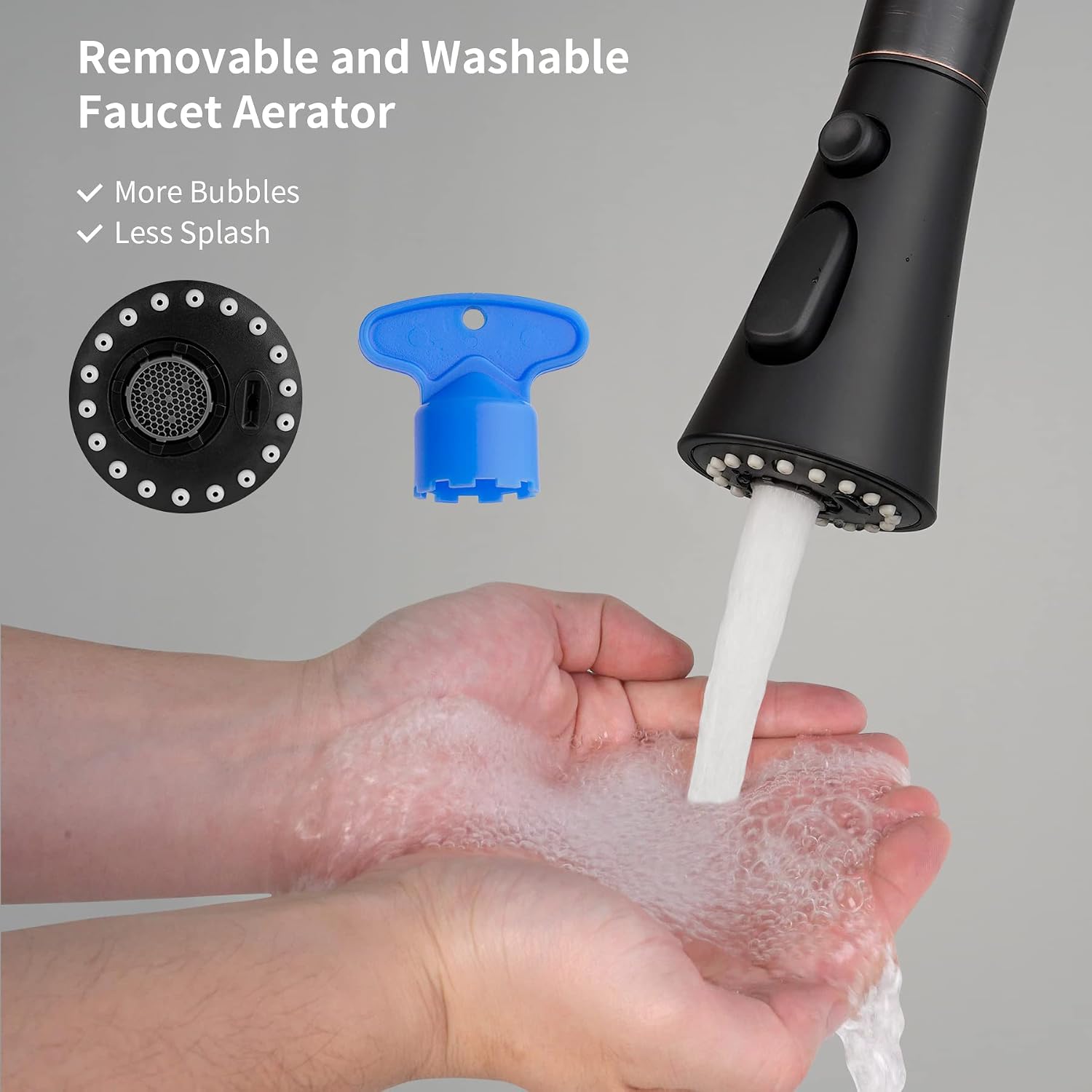 Hibbent Kitchen Faucet Head Replacement, 3-Function Pull Down Kitchen Faucet Sprayer Head with 9 Adapters, Sink Spray Nozzle Compatible with Moen, American Standard, Delta, Kohler Faucets, Matte black