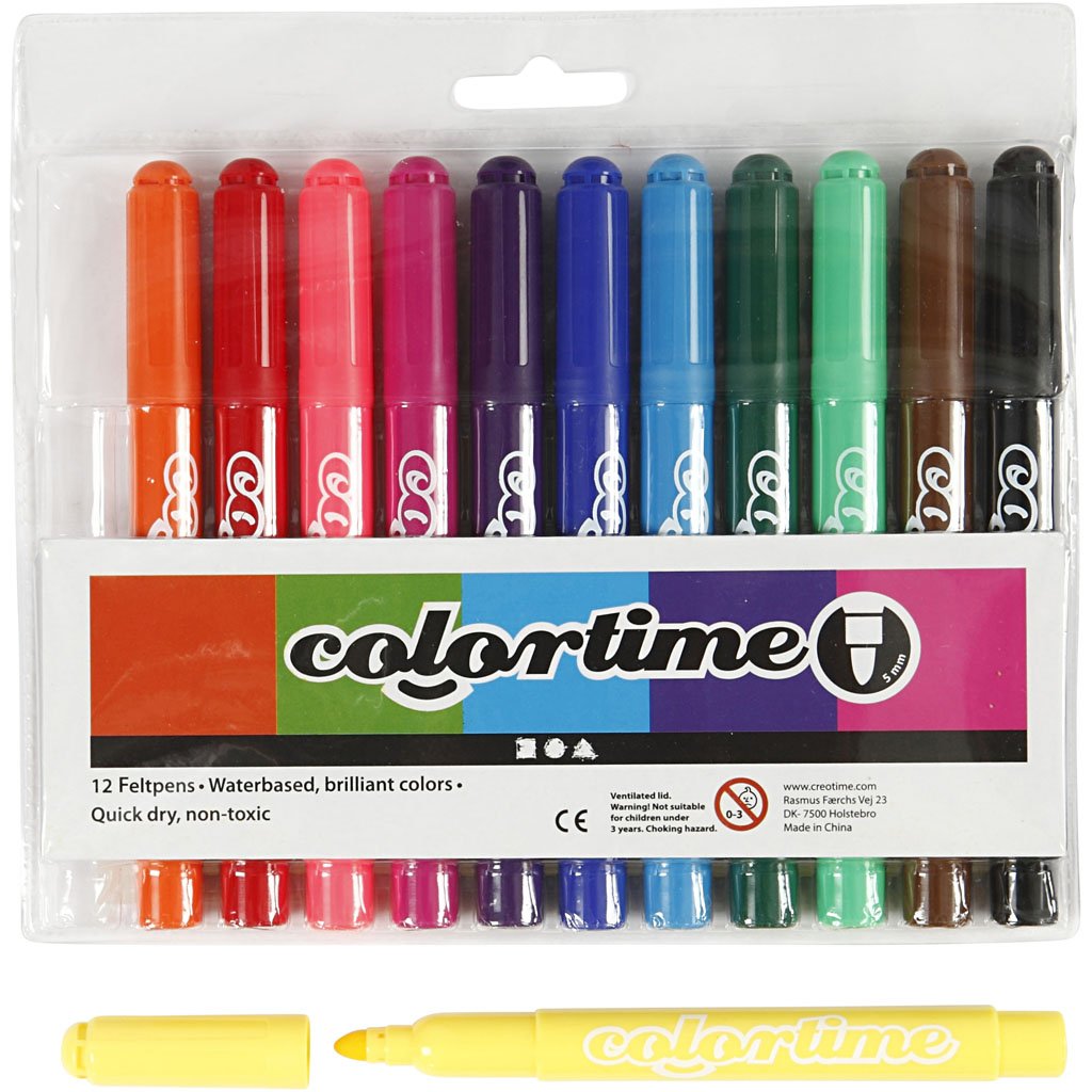 Colortime Marker, 5 mm line, standard colors, 12 asstd