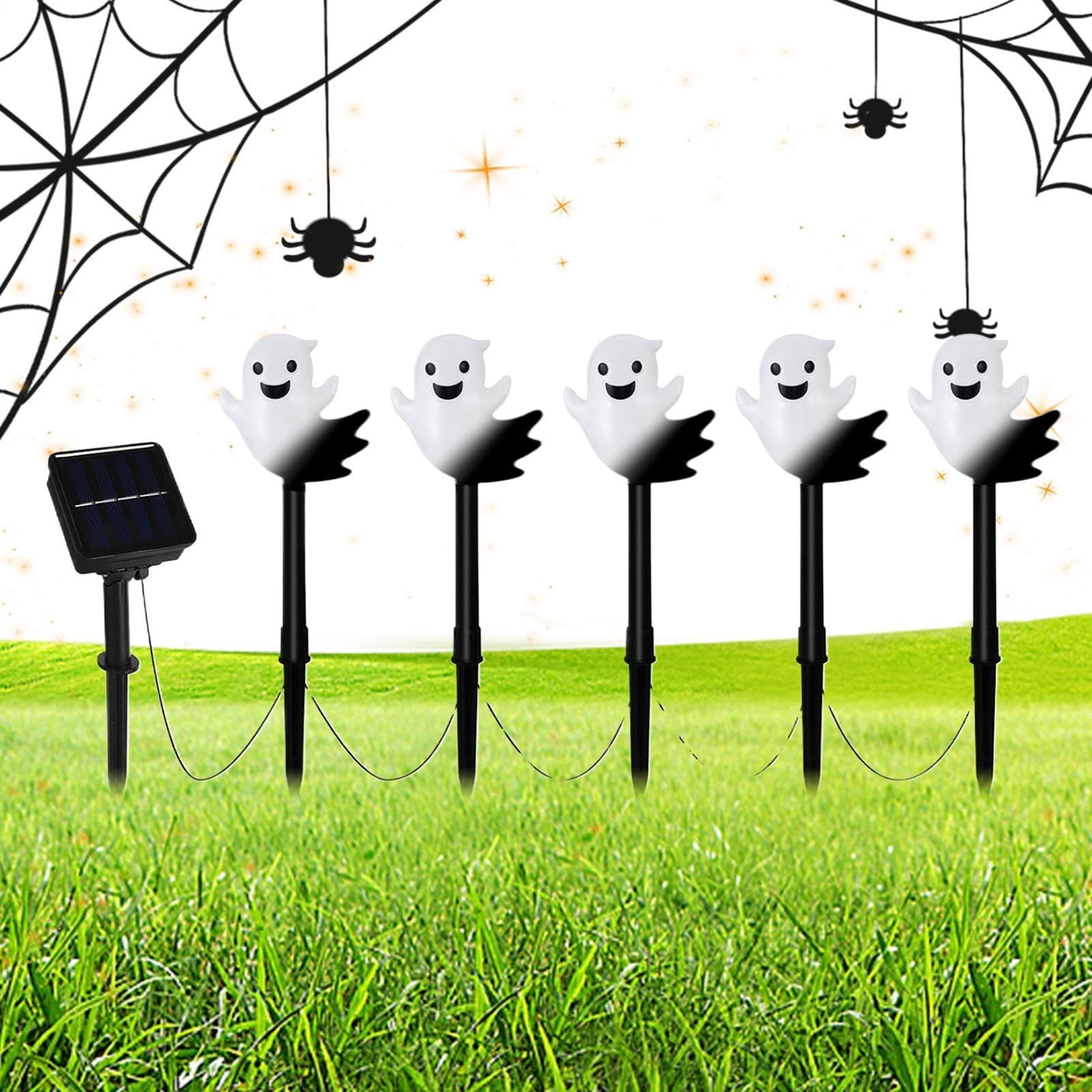 Luces estaca fantasma decorativas y estacas de suelo solares para jardín y cementerio de Halloween