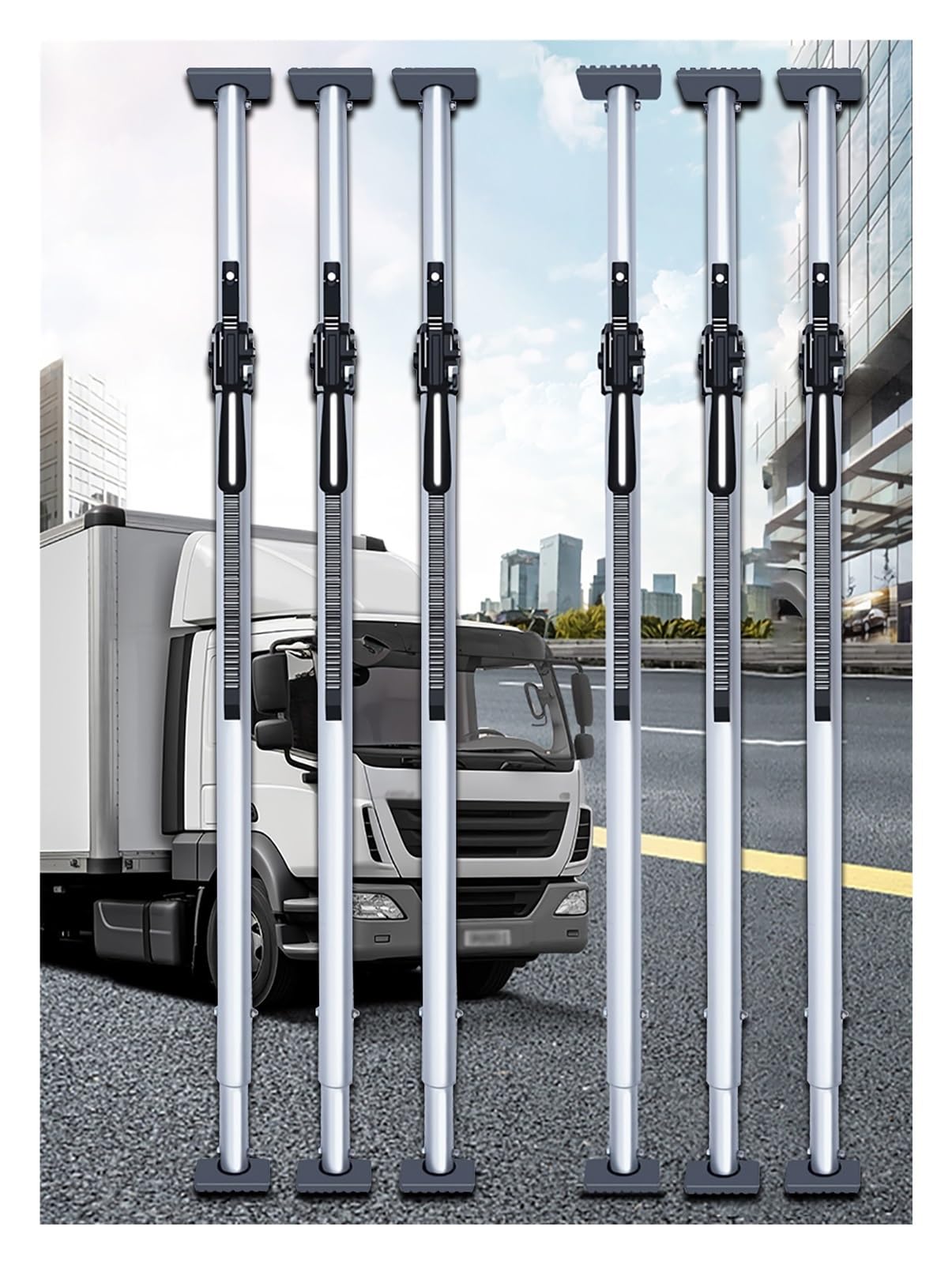 QIYFOZ Ratcheting Cargo Bar，，Telescopic Adjustable Cargo Restraint Bar - Universal Aluminum Divider for Truck Beds, Box Trucks, Pickup Trucks & Vans - Anti-Slip Ratcheting Load