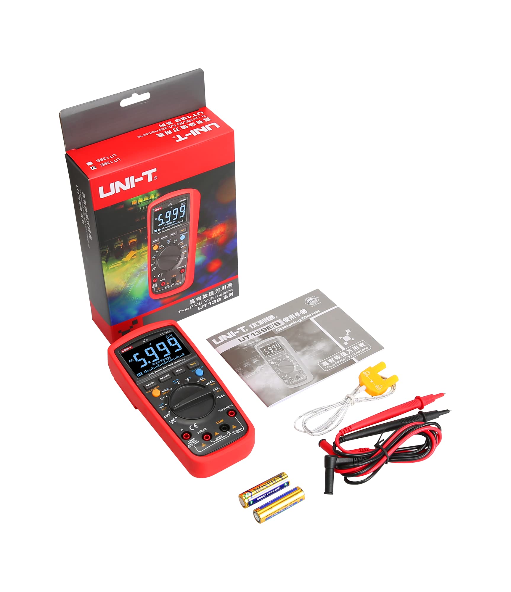 Uni-T Mie0361 UT139S Multimeter Universal, Schwarz/Rot, 17,5 x 8,1 x 4,8 cm