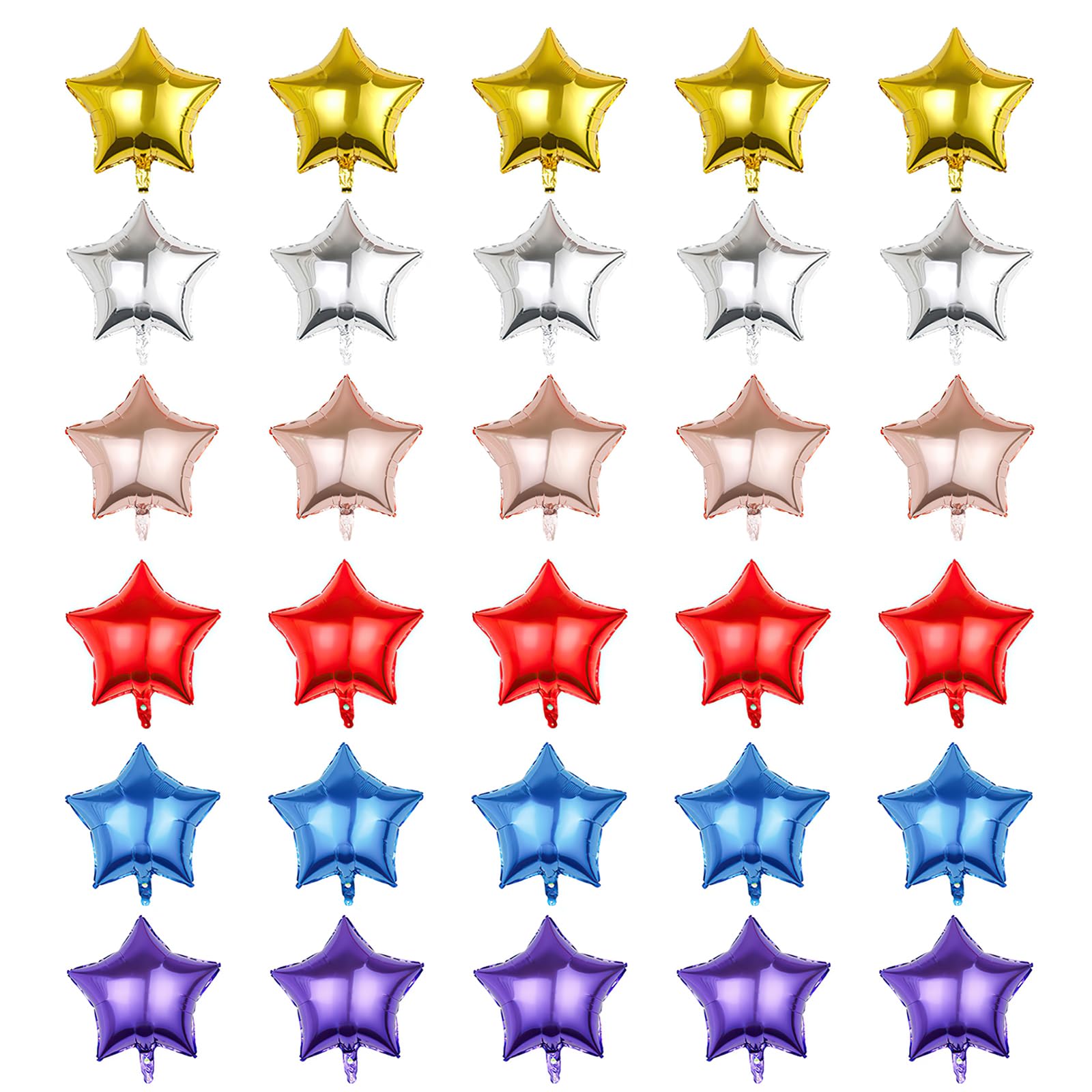 30 pcs Gold Silver Stars Balloon Colorful Foil Balloons 10 inch Balloons Red Blue Rosegold Purple Star Balloons for Christmas Birthdays Valentines Engagement Wedding Baby Shower (30)