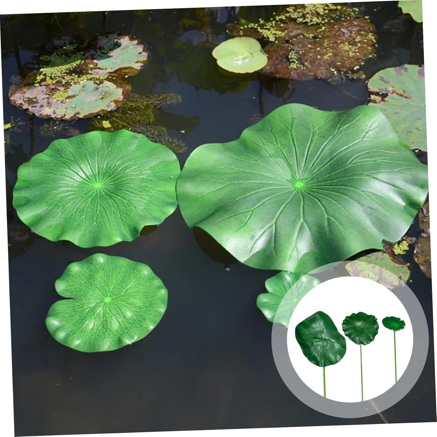 Yardwe 1 Set Decorative Props Decoration Shape Realistic Simulation Indoor Pond Fake Lotus Leaves Floating Lotus Leaves Artificial Lily Pad for Pool